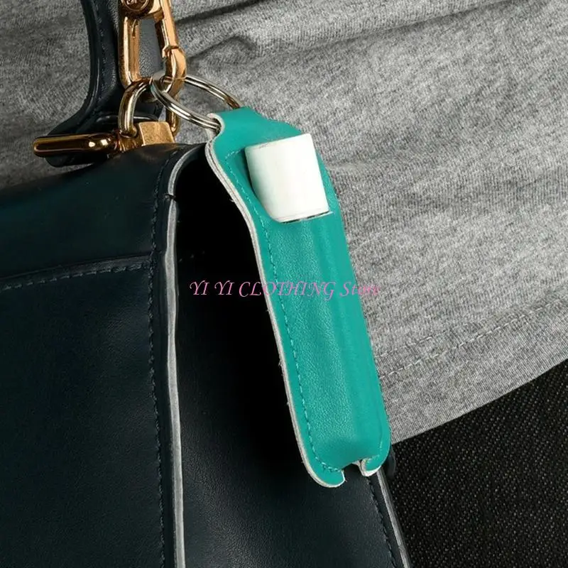 N5KF Lipstick Lip Gloss Bag Keychain Holder PU Leather Chapstick Keyring Portable Lip Balm Packaging Cover Chain