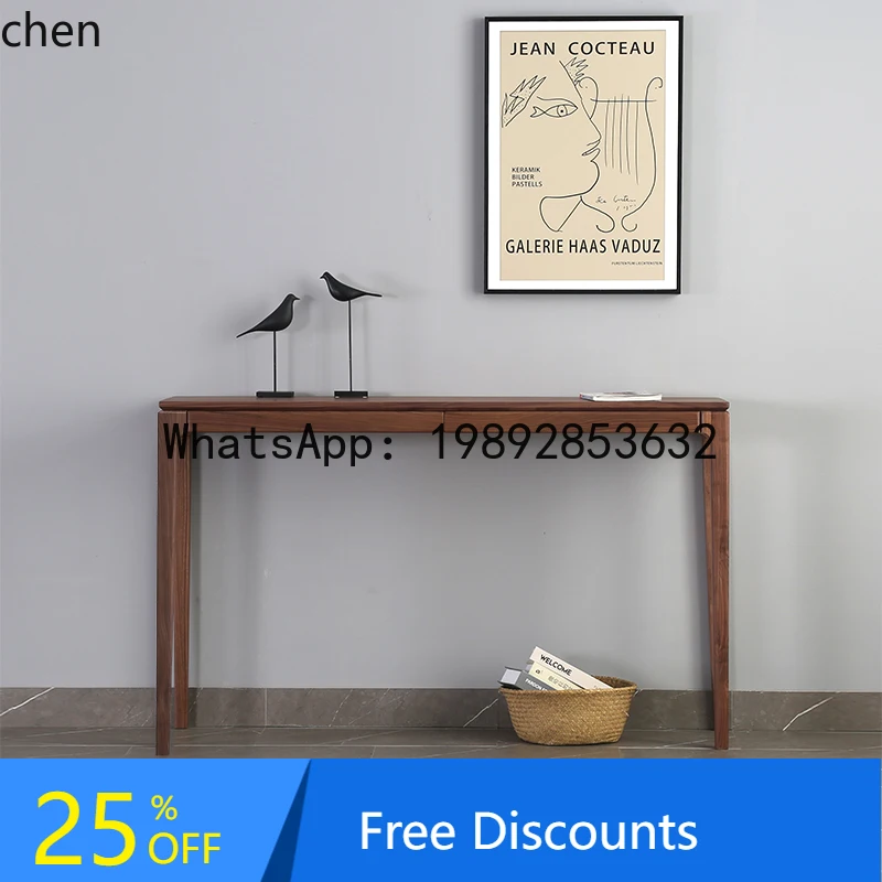 

Solid Wood Entrance Table Black Walnut Bar Case Bar White Oak Narrow Table Modern Bar Table