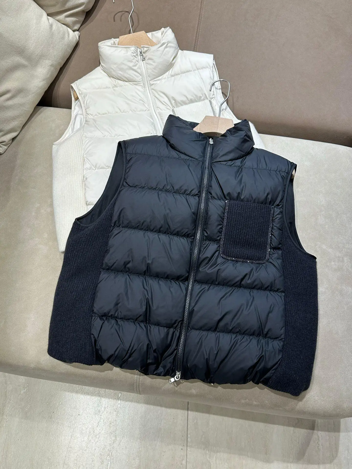 Women Stand Collar Zipper Down Vest Autumn Winter New Warm Sleeveless Versatile Vest
