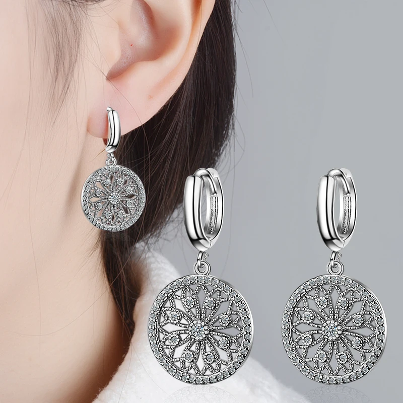 Luxury 3ct Moissanite 925 Sterling Silver Big Round Dreamcatcher Dangle Earring Jewelry Lab Dimaond Party Wedding Gift for Women