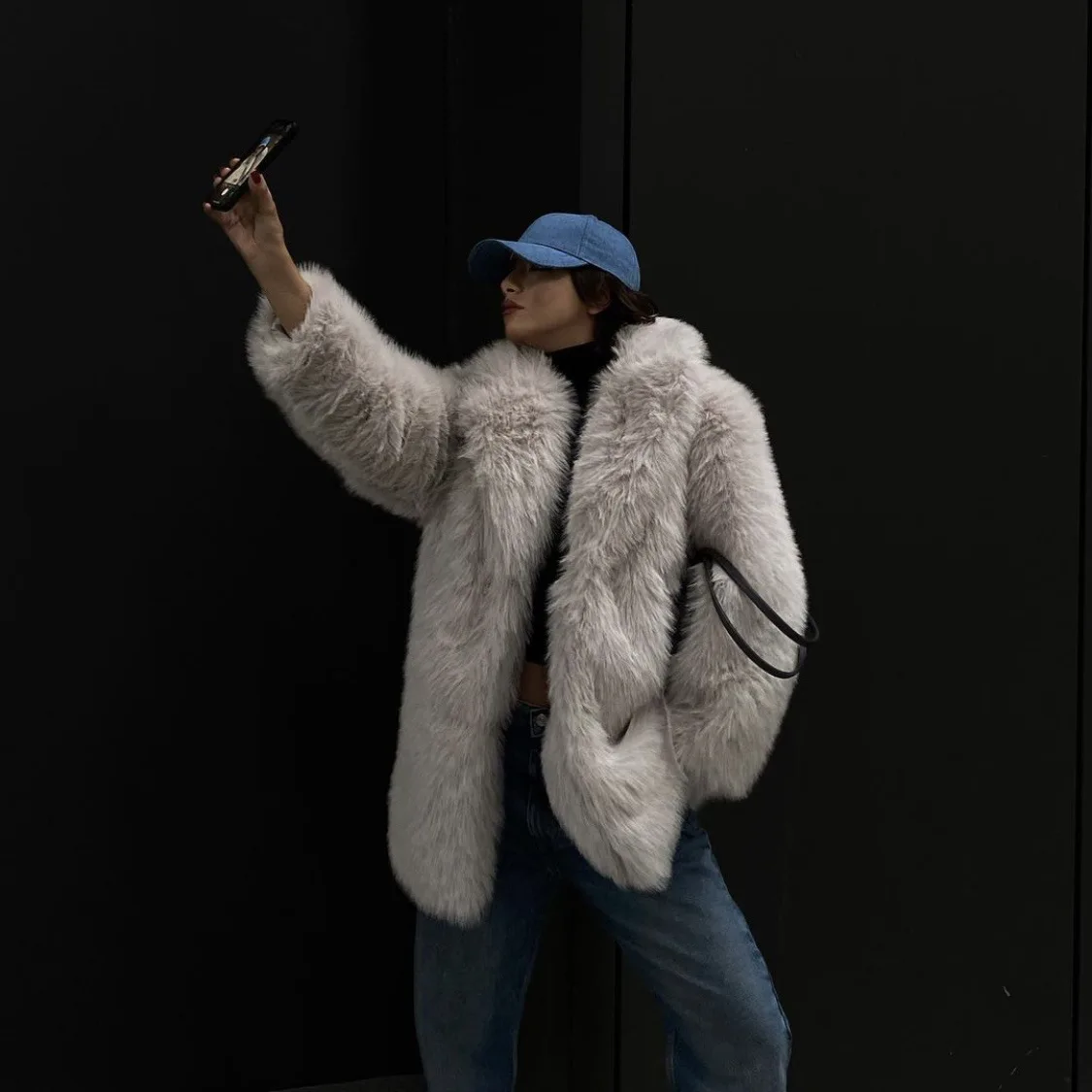 Manteau Long en fausse fourrure pour femme, manches longues, revers, chaud, épais, ample, nouvelle mode de luxe, veste moelleuse, vêtements d'extérieur, hiver