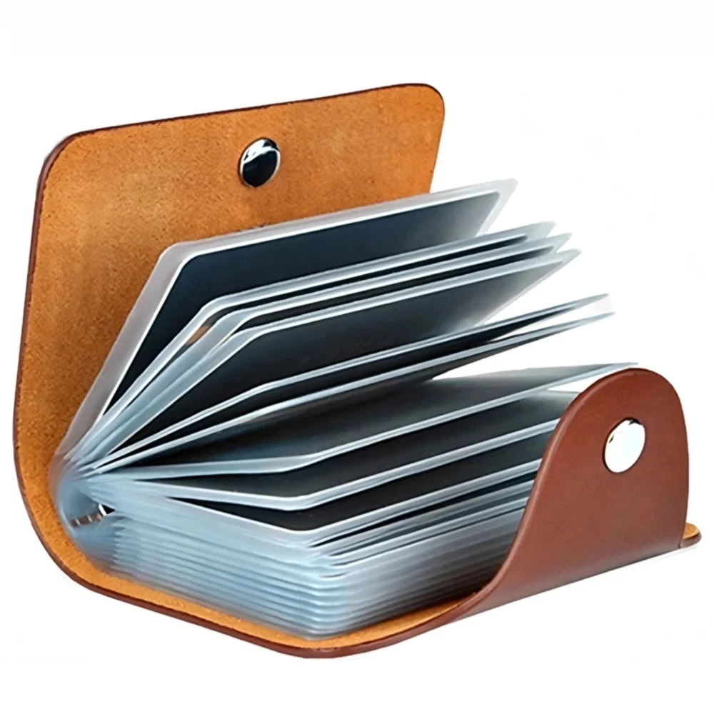 

PU Leather 24-Slot Card Case - Business Card & Passport Holder, 10.5x7.5x2cm, Organizes 24 Cards, Ideal for Men & Women