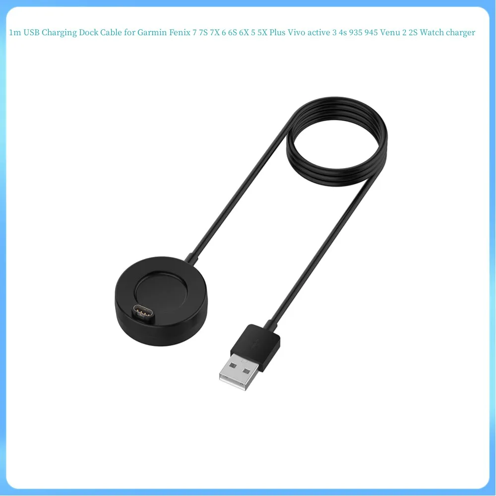 2 قطعة/الوحدة 1 متر USB شحن حوض كابل ل Garmin Fenix 7 7S 7X 6 6S 6X 5 5X زائد فيفو نشط 3 4s 935 945 Venu 2 2s ساعة شاحن