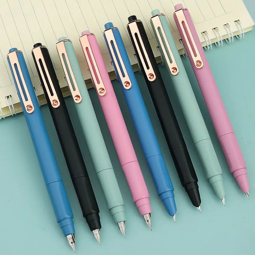 

Retractable Press Type Fountain Pen Color Pen Body Notched Ink Pen Exchangeable Ink Cartridge Calligraphy Practice Writing Pen