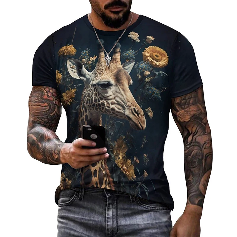 Funny Animal Giraffe Lion Leopard 3D Printed T Shirt For Men Fashion Goth Women T-Shirt Casual Streetwear Mens Designer Clothes