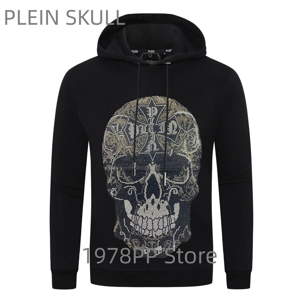 Plein Skull 2026 Spring and Autumn PP Skull Hoodie Men's Personalized Slimming Long Sleeve Coat High Street Unisex Sports Hoodie