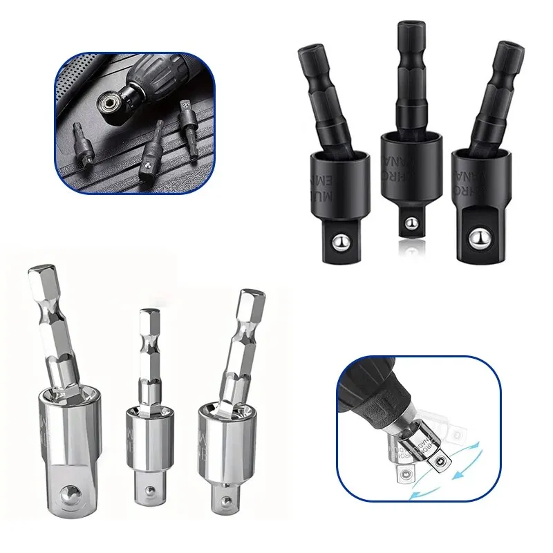 360° Rotating Universal Socket Adapter Hex Shank to Square Drive Extension Rod for Electric Drill Impact Driver Tools