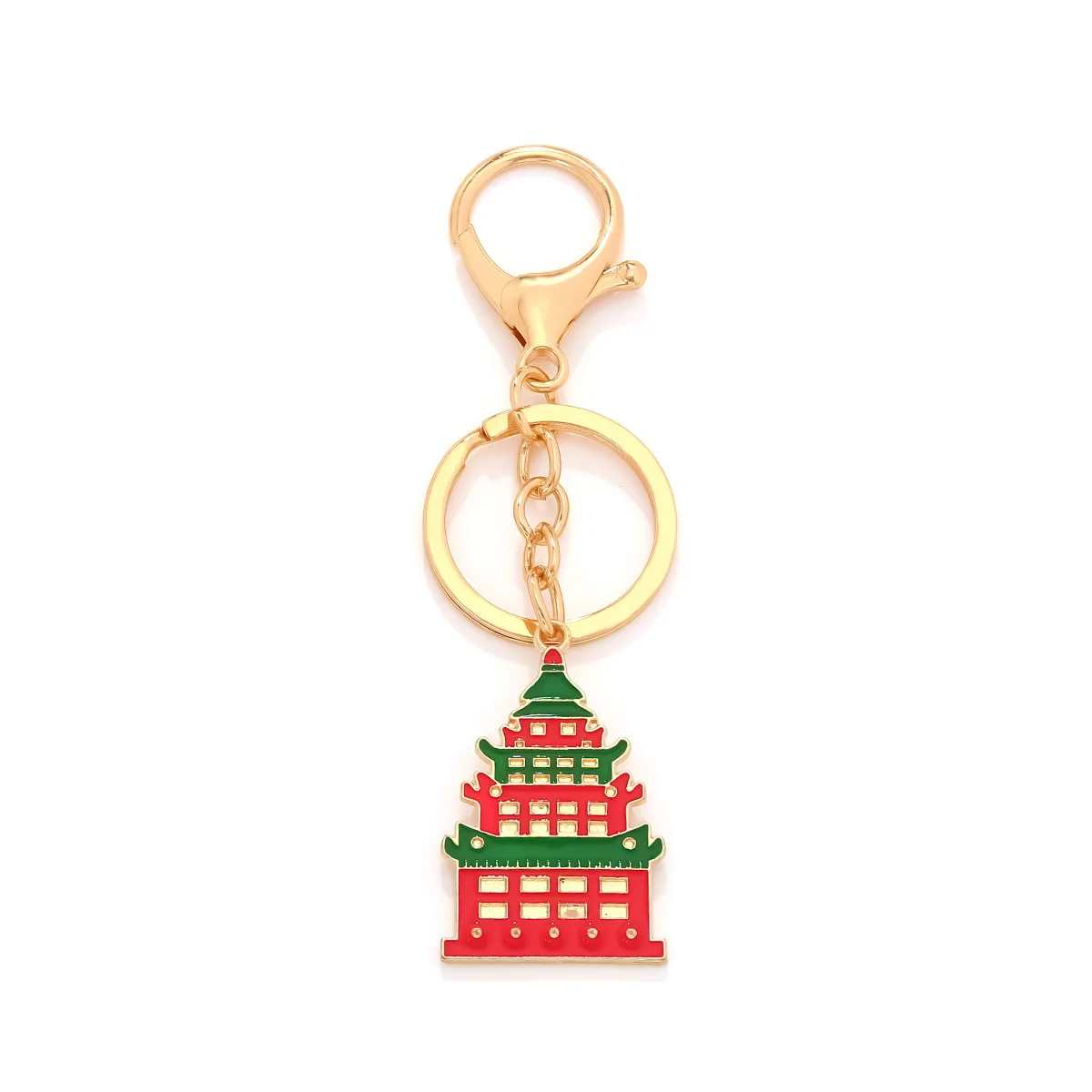 Creative Drip Oil Multi-Story Tower Pendant Keychain Cute Handmade Enamel Tower Pendant Pendant