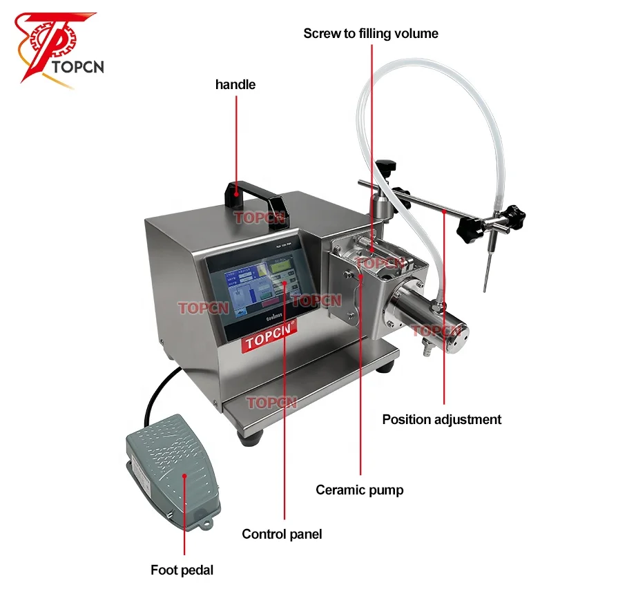 Desktop Small Semi Automatic Ceramic Pump Liquid Filling Machine for Oral Liquid Vials