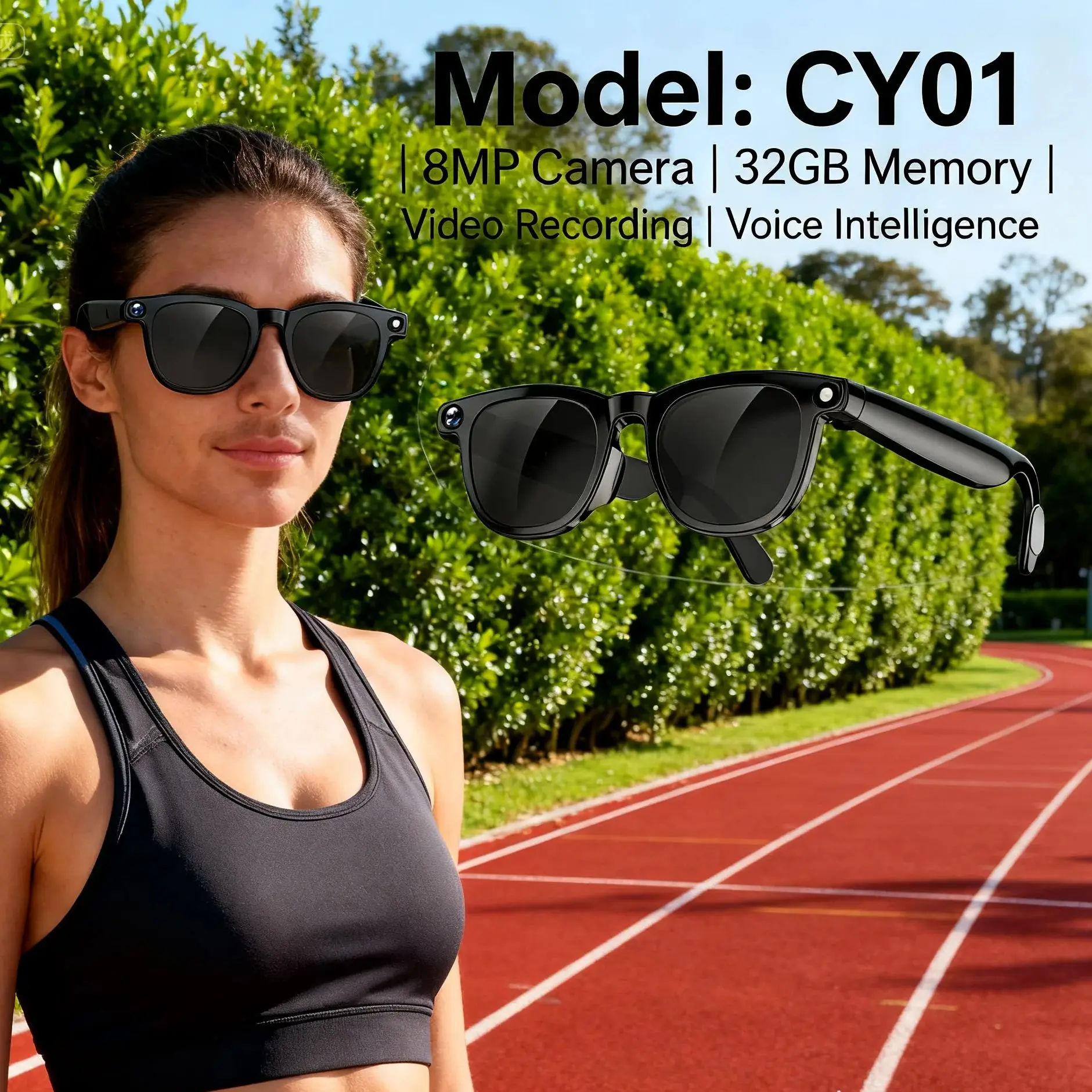 

CY01 Умные очки с искусственным интеллектом ChatGPT Приложения DeepSeek Камера 8 МП 32 ГБ Bluetooth для звонков и воспроизведения музыки