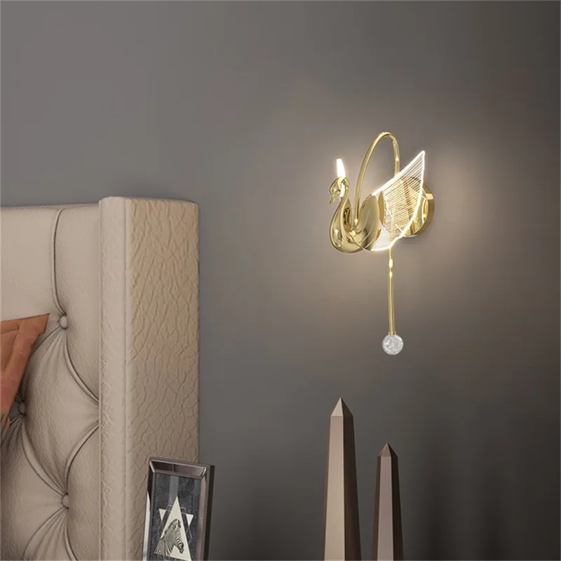 APRIL Nordic Swan Wall Lamps Modern Light Creative Decorative for Home Hotel Corridor Bedroom