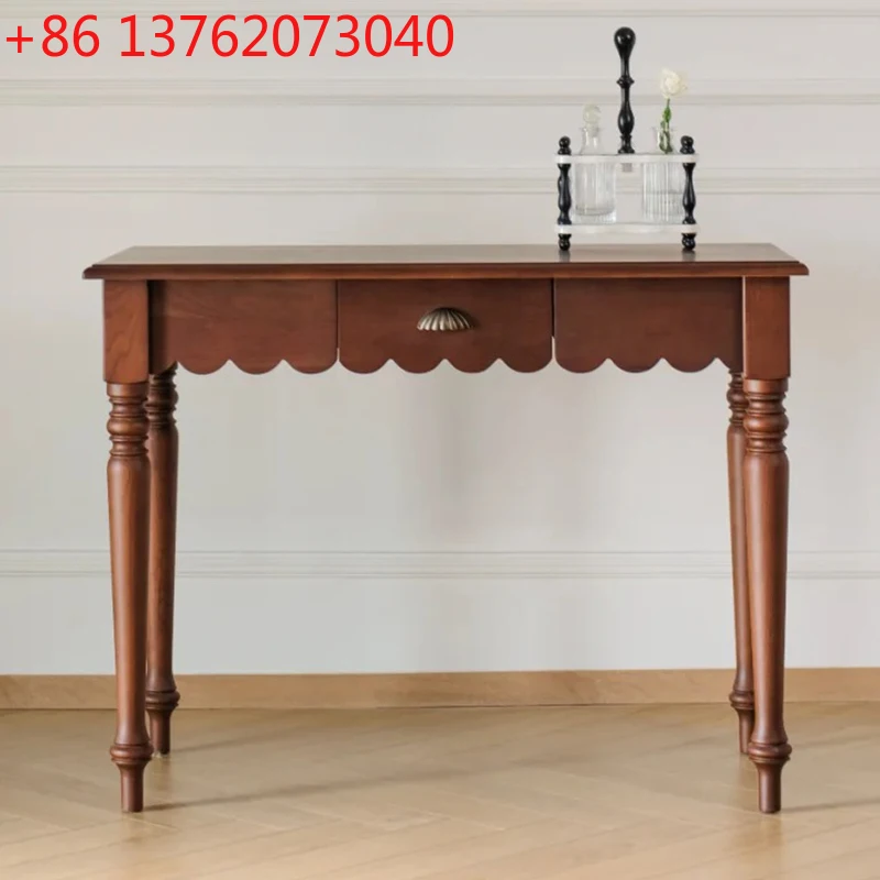 

French medieval solid wood small desk one-shaped study computer desk