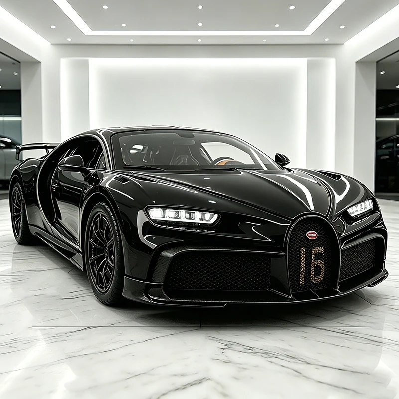 NEU 1:32 Bugatti Chiron Supercar Modellauto aus Legierung, Druckguss-Metall, mit Rückziehfunktion, Sound und Licht, Sammlerstück