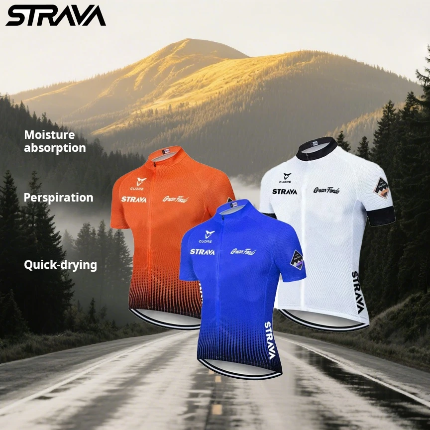 

Strava Men's Cycling Outfit Bicycle Shorts Road Bike Sports Set Mountain Cycle Jersey Breathable Summer Clothing Pro Uniform