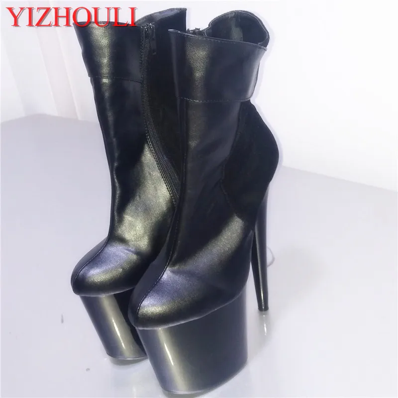 

18-20cm Sexy Platform Boots Woman Stunning Ankle Boots For Women Fress New Sexy Women Leopard 8 Inch Plus Size dance shoes