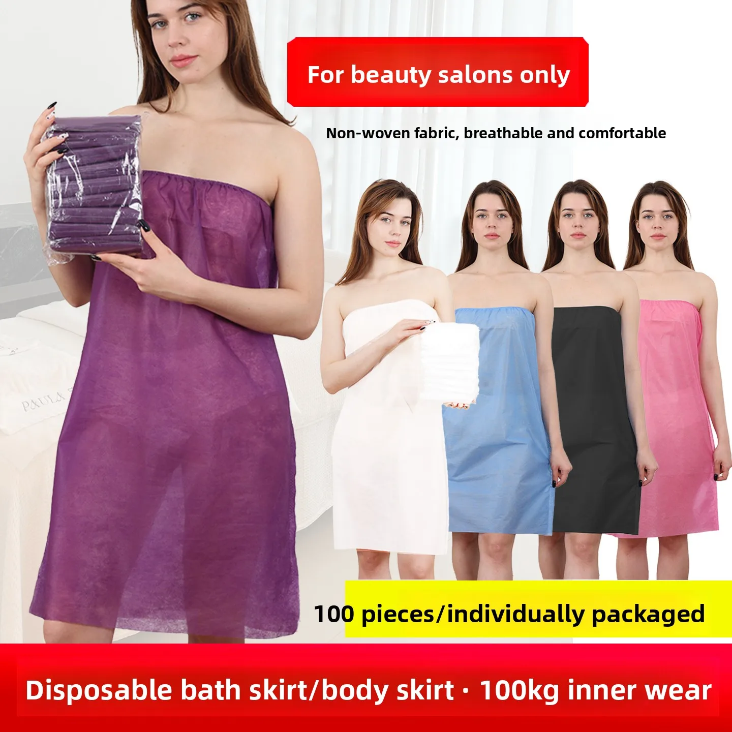 Disposable Beauty Salon Bath Robe Sauna Sweating Suit Guest Chest Covering Sleep Dress Health Care Center Bath Dress Individu...