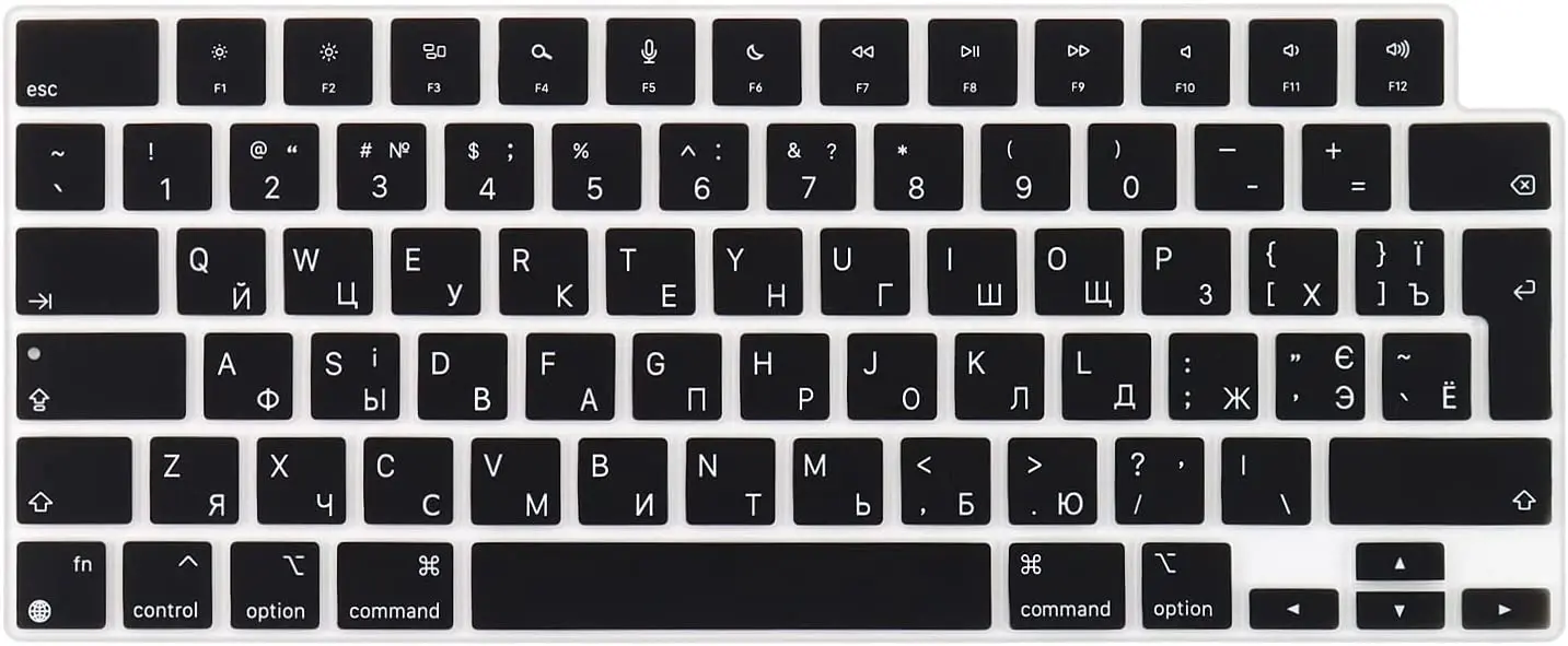 

Силиконовый чехол для клавиатуры на украинском и русском языках для MacBook Pro 14 дюймов 2022 (A2442 M1 Pro/Max) и MacBook Pro 16 дюймов A2485