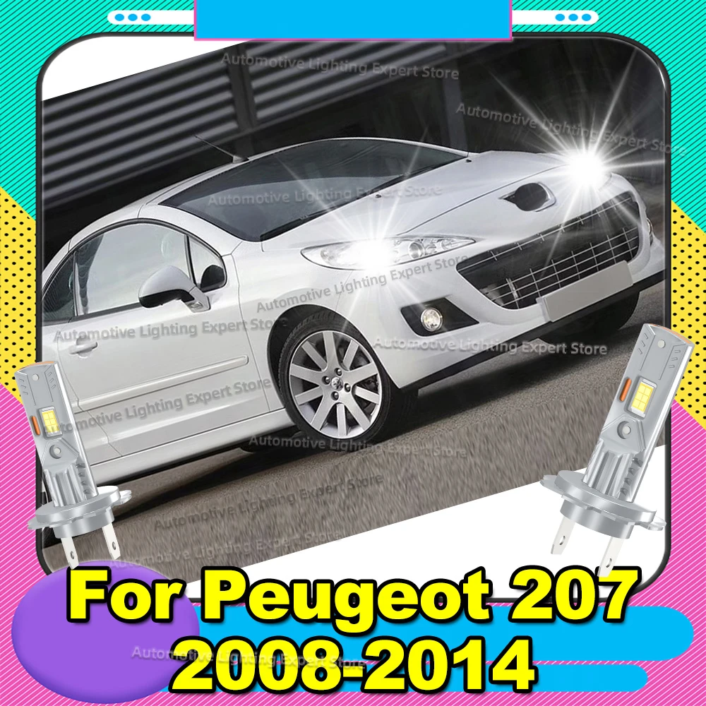 

2 светодиодных автомобильных фонаря, 30000LM, Canbus Turbo Lamp, 6000K, для Peugeot 207, 2008, 2009, 2010, 2011, 2012, 2013, 2014