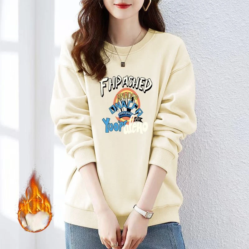 

Flocking Office Lady Crew Neck Pullover Lantern Long Sleeve Geometric Letter Printing Spring Autumn Women's Clothing Tops