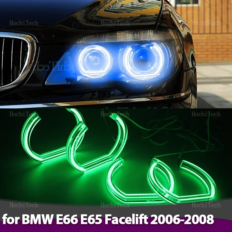 

Flowing Multi-colored App Control LED Angel Eyes Bulb Ring RGB Lamp for BMW 7 Series E65 E66 Facelift 2006 2007 2008