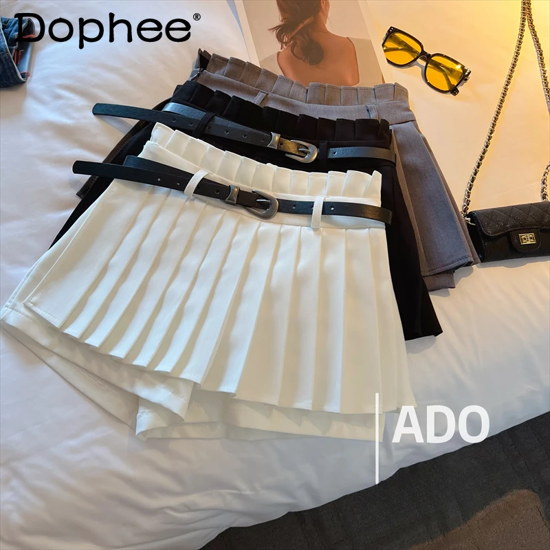 

High Waist Skirt for Women 2024 Summer New White Short Pantskirt Hot Girl Pleated Skirt All-Matching Slimming A- Line Skirts