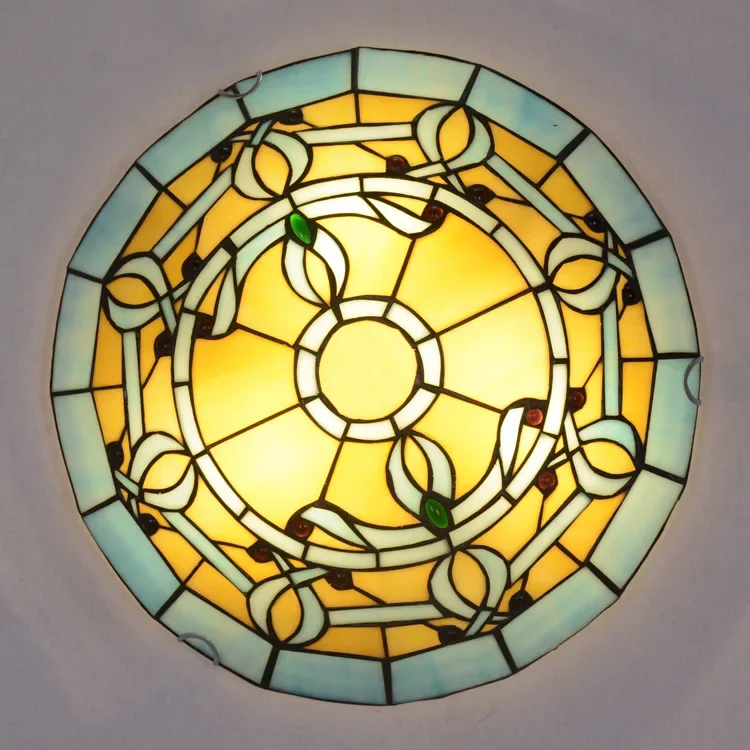 Lightweight Ultra-thin Ceiling Lamp Easy Installation Multi-style Tiffany Stained Glass Ceiling Lamp Living Room Bedroom Lamp