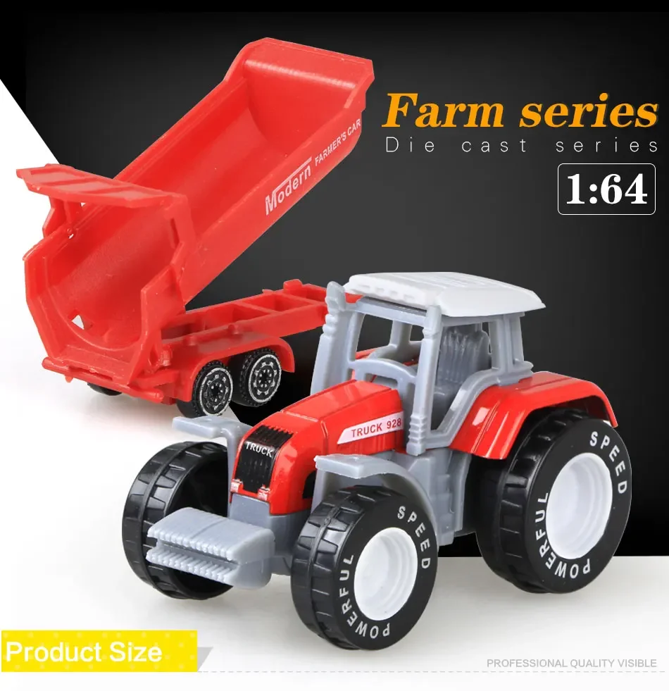 1 Uds. Vehículos agrícolas fundidos a presión, Tractor de ingeniería, coche de juguete, modelo de Mini coche, modelo de coche de ingeniería para niños, regalo de Navidad