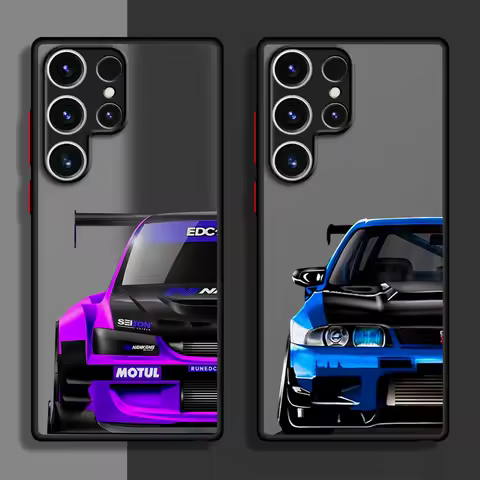 Japanese JDM Drift Car Phone Case for Samsung Galaxy S23 S24 Ultra S22 S21 S20 S10 Plus S23 FE S9 Shockproof Matte Cover