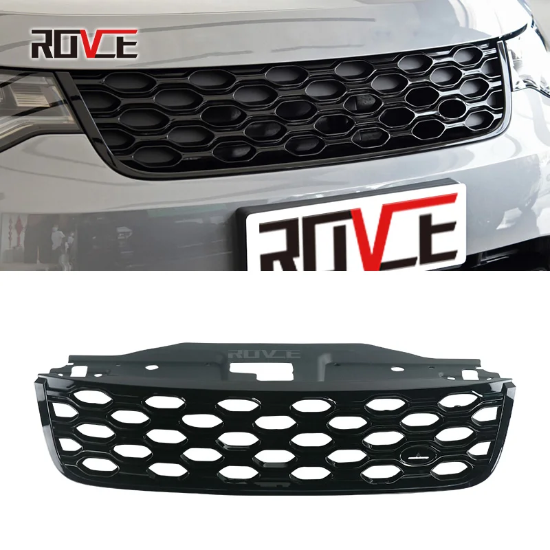 

ROVCE Front Bumper Mesh Grilles For Land Rover Discovery 5 2017-2022 Replacement Racing Grill Car Accessories ABS Black Style