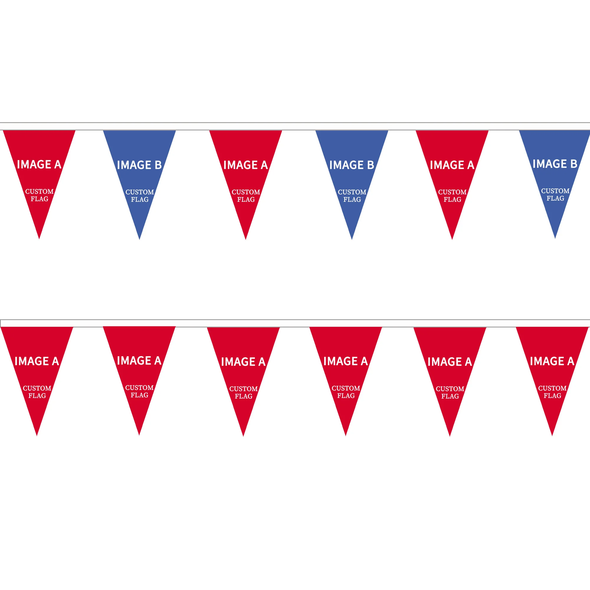 Custom Triangle String Flags, 20pcs Flags on a String with Same/ 2 Different Images for Party Decor Single-sided Printing