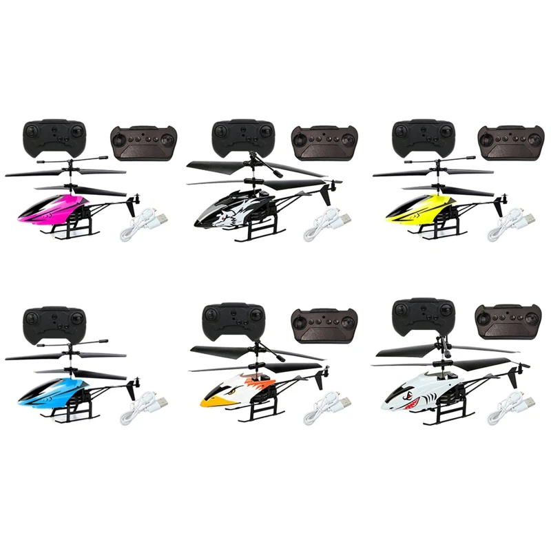 2 Channel RC Helicopter USB Rechargable Remote Control Aircraft Drone Model with LED Light Mini Helicopter for Kids Toys