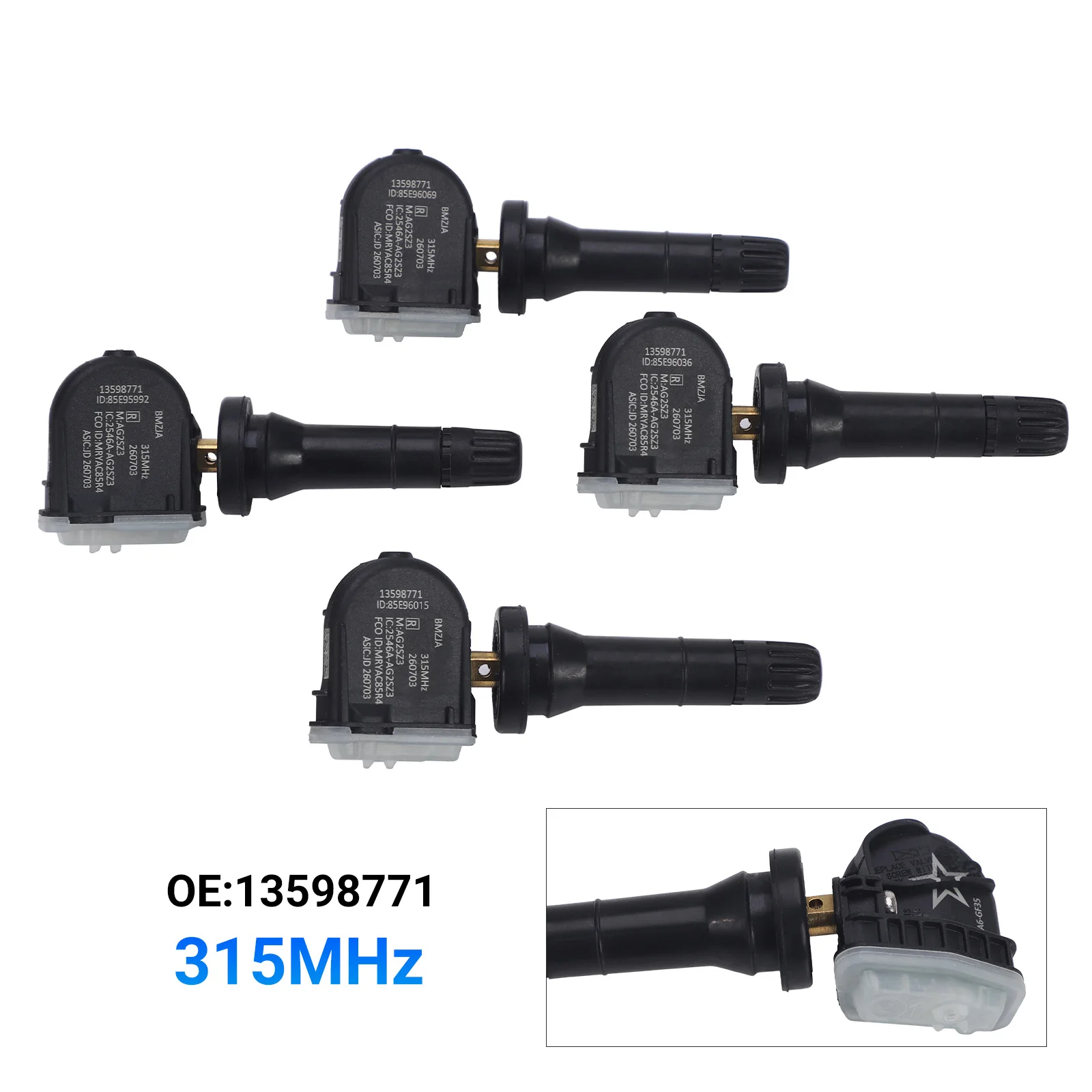 

For 2017-2023 GMC Terrain Cadillac TPMS Tire Pressure Monitor Sensor 315MHz Black ABS Plastic Metal 13516164 13598772 13598771
