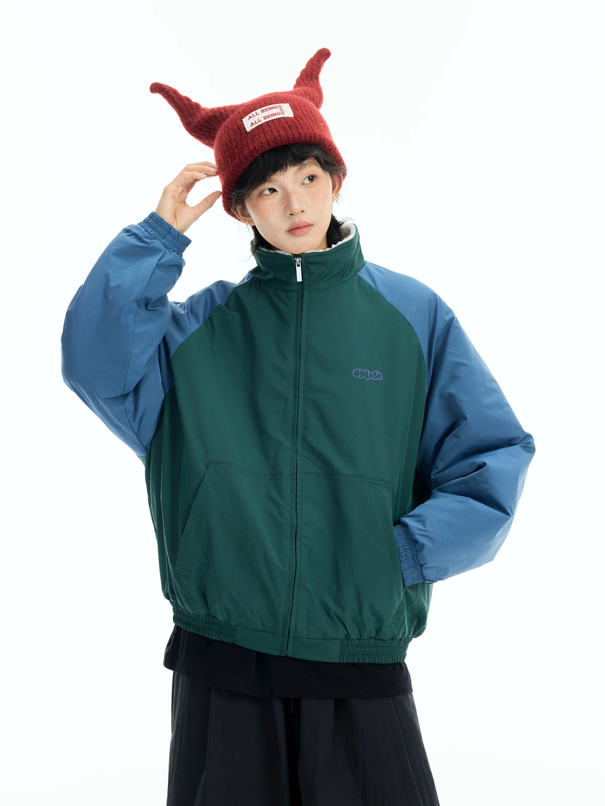 

Classic Color Blo Lamb Fur Cotton Jaet Loose oulder Sve Stand Collar Vintage Sle Women's ort Outerwear Coat