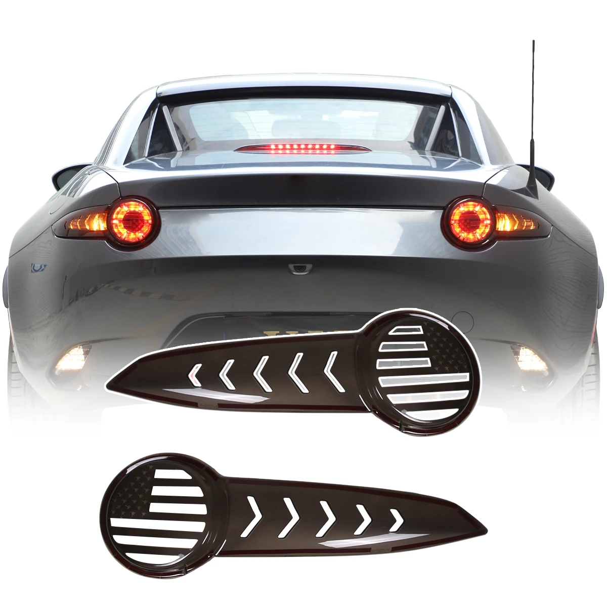 Smoked Black Rear Tail Light Decoration Cover Taillight Trim Garnish Lamp Hoods For Mazda MX-5 2016-2024 Exterior Accessories