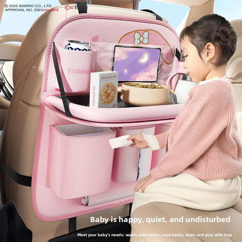 

Leather Deluxe Car Seat Back Organizer-Multi-Function Storage, Foldable Dining Table Tray,Anti-Kick Pad,Decorative Car Accessory