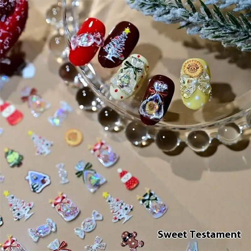 Cute Christmas Style Snowman Nail Art Stickers Shell Light Nail Art Print Embossed Stickers Nail Art Decoration Christmas Gifts