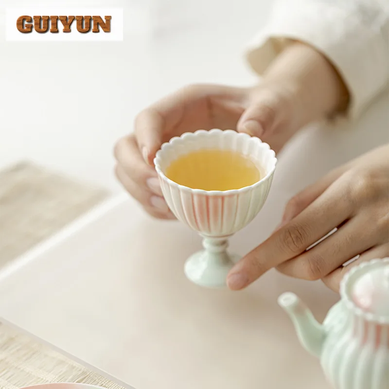 55ml Imitation Song Grapefruit Jasmine High Foot Cup Chrysanthemum Mouth Tea Cup Women Master Cup Mugs Kung Fu Teaset Drinkware