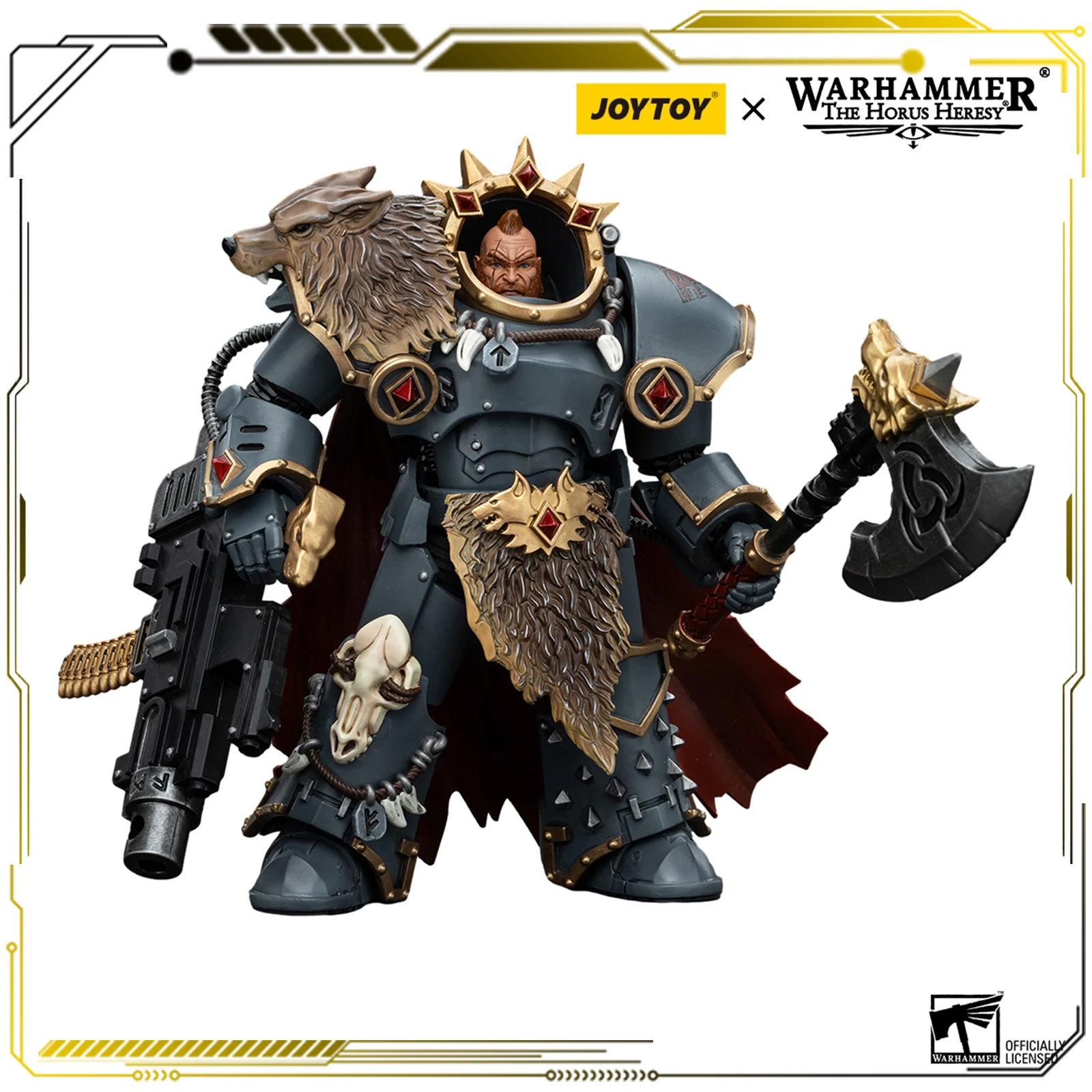 

JOYTOY Warhammer 40000 1/18 Action Figure Space Wolves Hvarl Red-Blade Collectible Toys Game Fans Gift