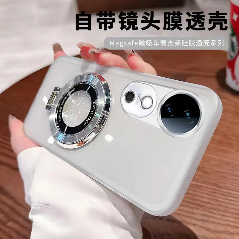 

Case For Vivo T4 Ultra Luxury with lens film Transparent Silicone Bracket TPU Cover For Vivo T4 Ultra/S20 Pro 5G Bumper Funda