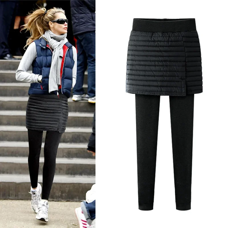 Add Fleece Lady Warm Skinny Pants clothes 5XL 6XL  Skirt + Long Trousers Women Black Winter Leggings female legins mujer