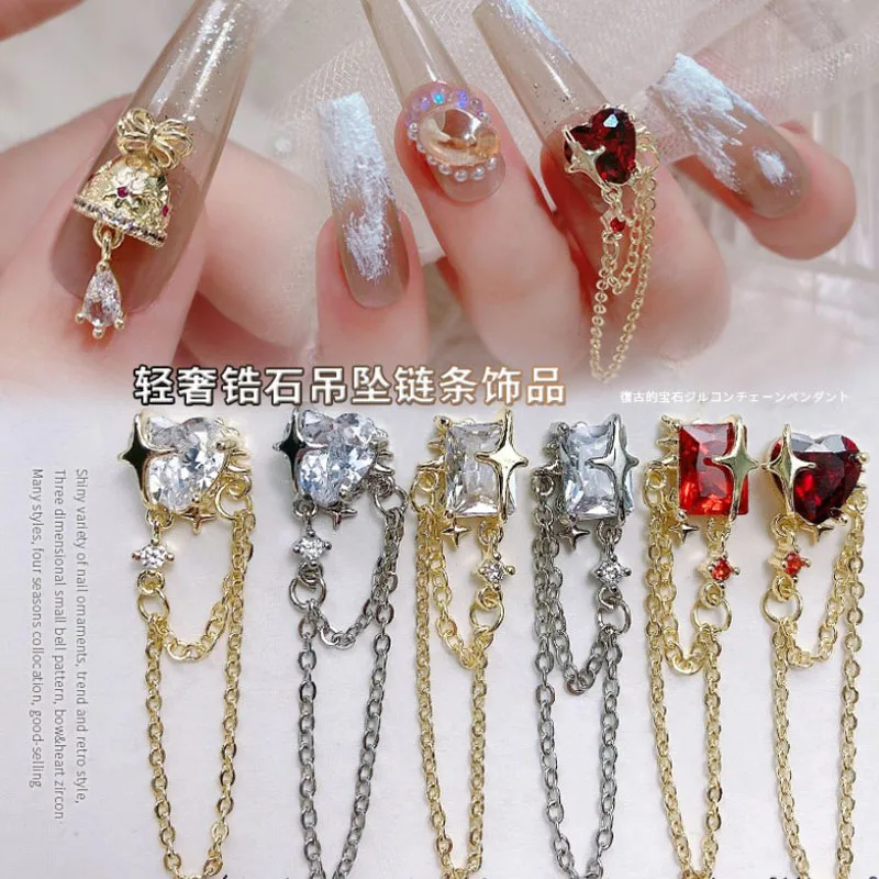 

3Pcs Luxury Rhinestone Zircon Manicure Shiny Gem Jewelry Chain DIY Nail Art Decoration Part Charm Accessories Supplies