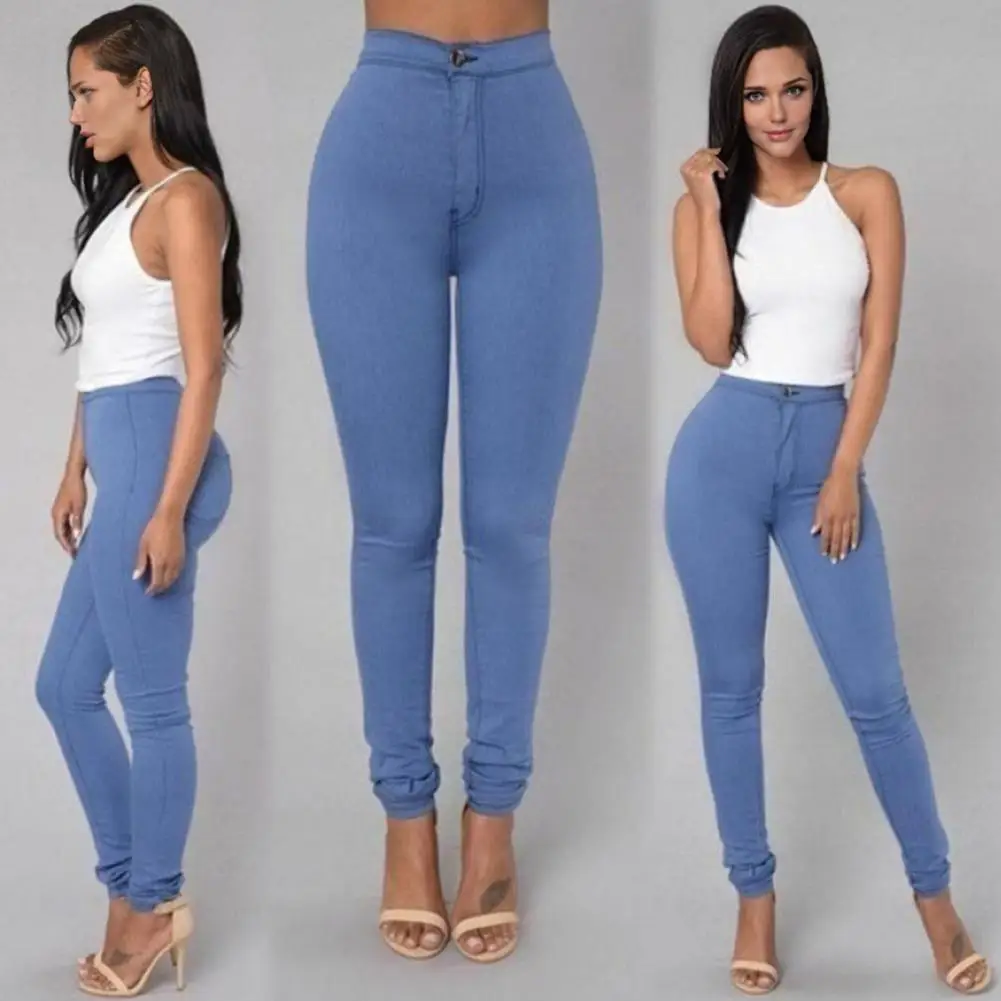 New Women Black High Waist Skinny Jeans Fashion Stretch Slim Denim Pencil Pants…
