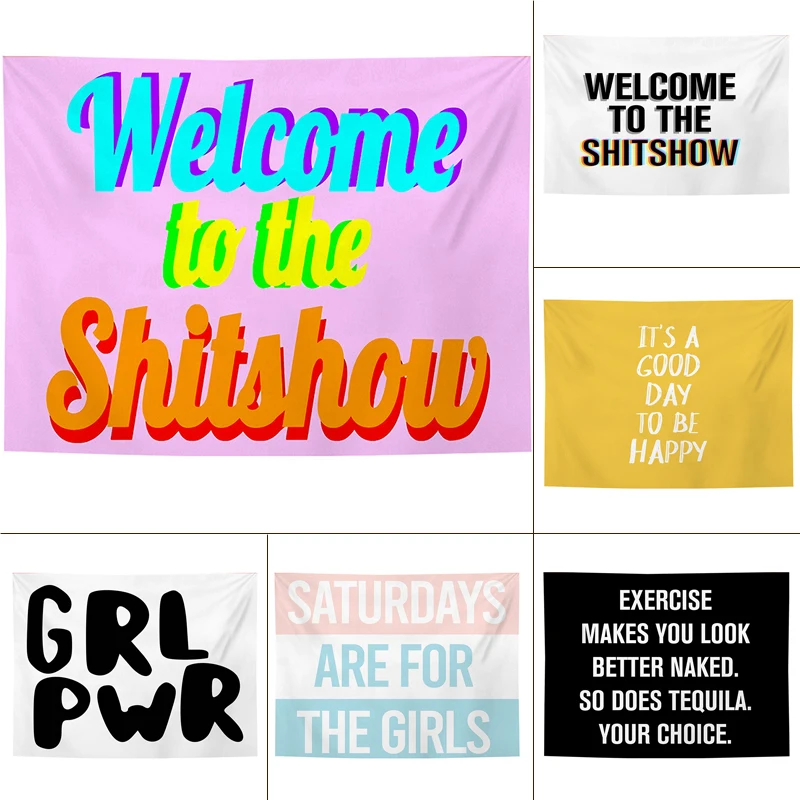 Добро пожаловать в магазин Shitshow, гобелен в стиле хиппи, настенный гобелен на заказ, Забавный искусственный гобелен для спальни, колледжа, общежития