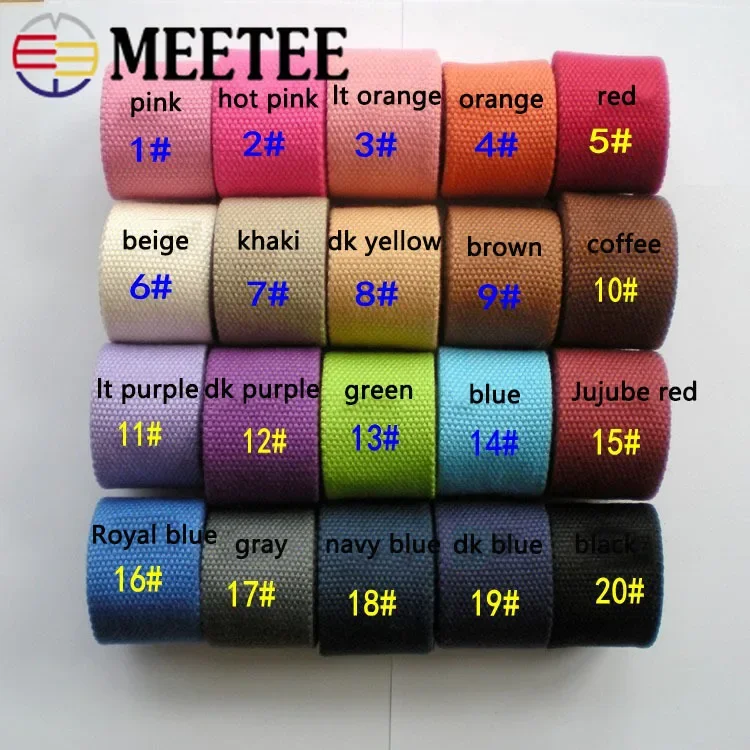 50Yards Meetee 20-38mm Canvas Webbing Tapes 2mm Thicken Webbings for Bag Backpack Strap Ribbon Garment Belt Sewing Accessory