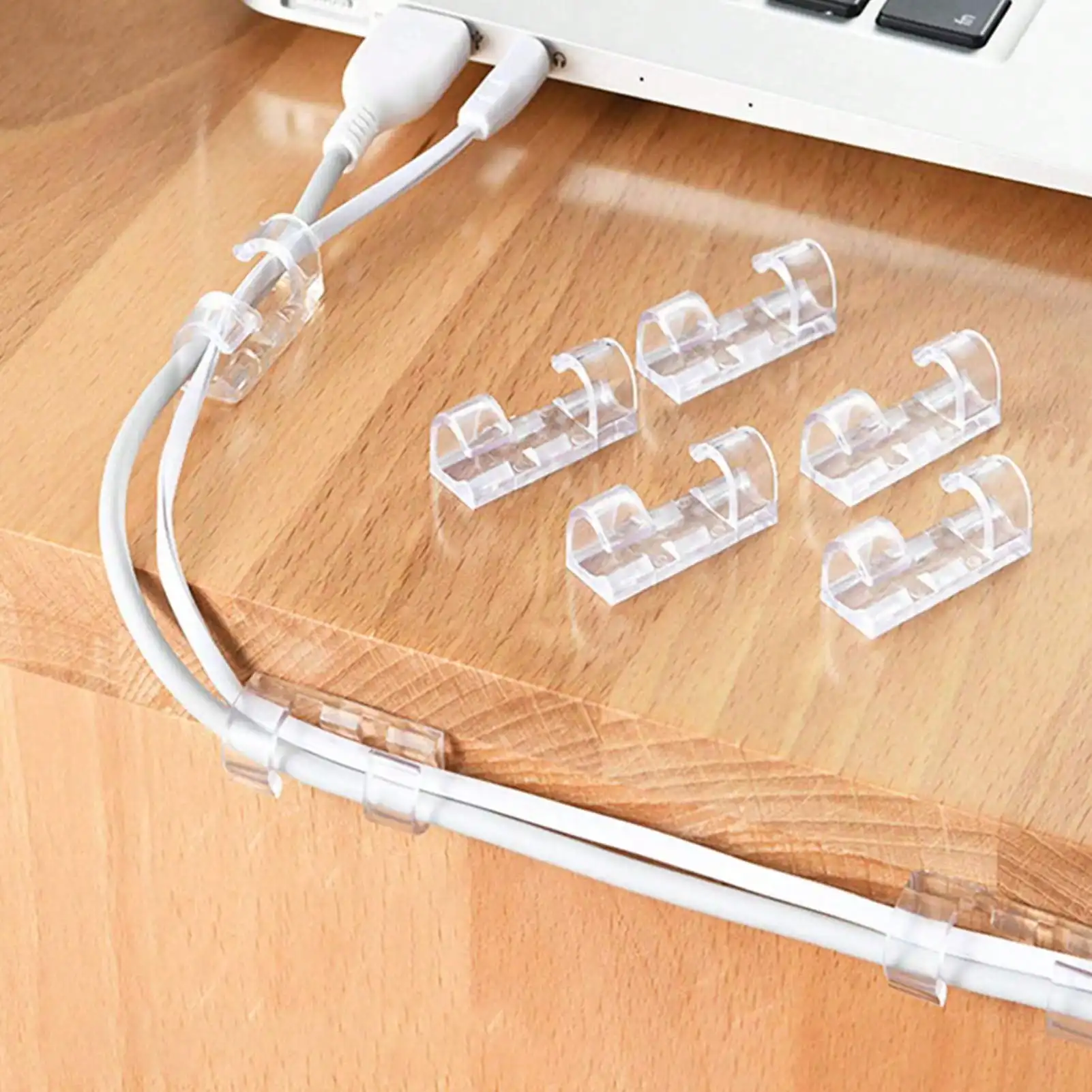 20Pcs Self Adhesive Transparent Cable Clamp Self Adhesive Cable Management Cord Organizer For Home Office TV PC Laptop Desktop Cable Fixing