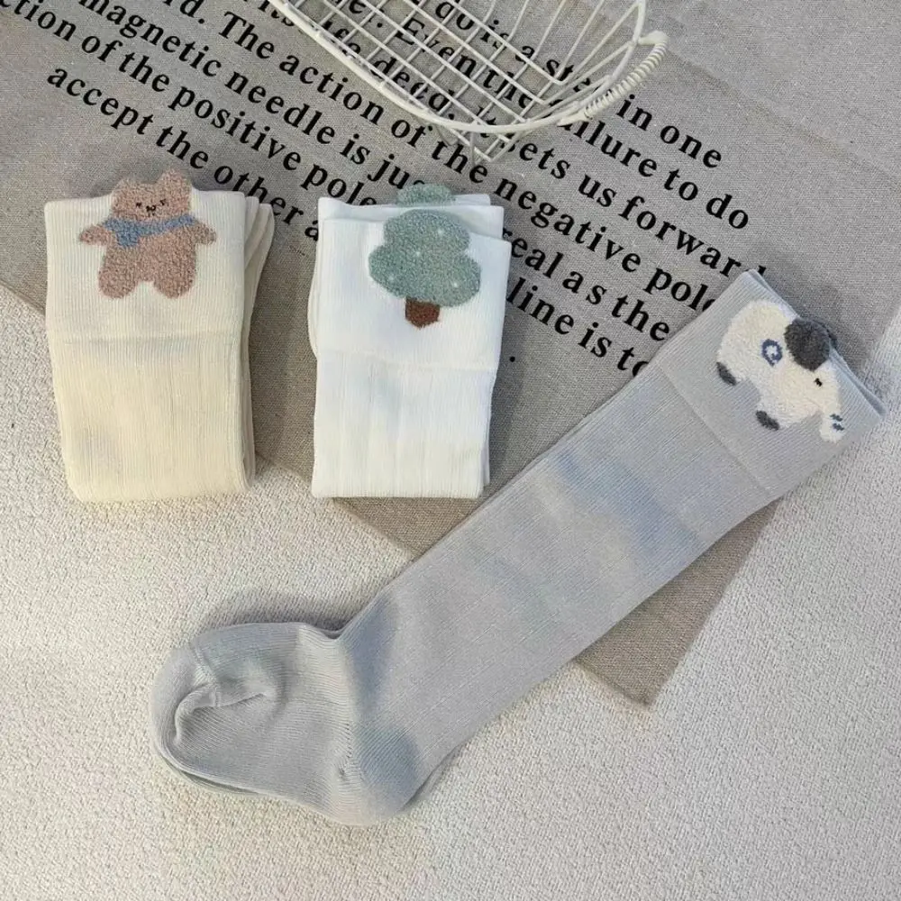 3Pairs Long Tube Calf Socks Baby Cotton Cute Animals Infant Cotton Stockings Stripe Toddle Cartoon Above Knee Socks Kids