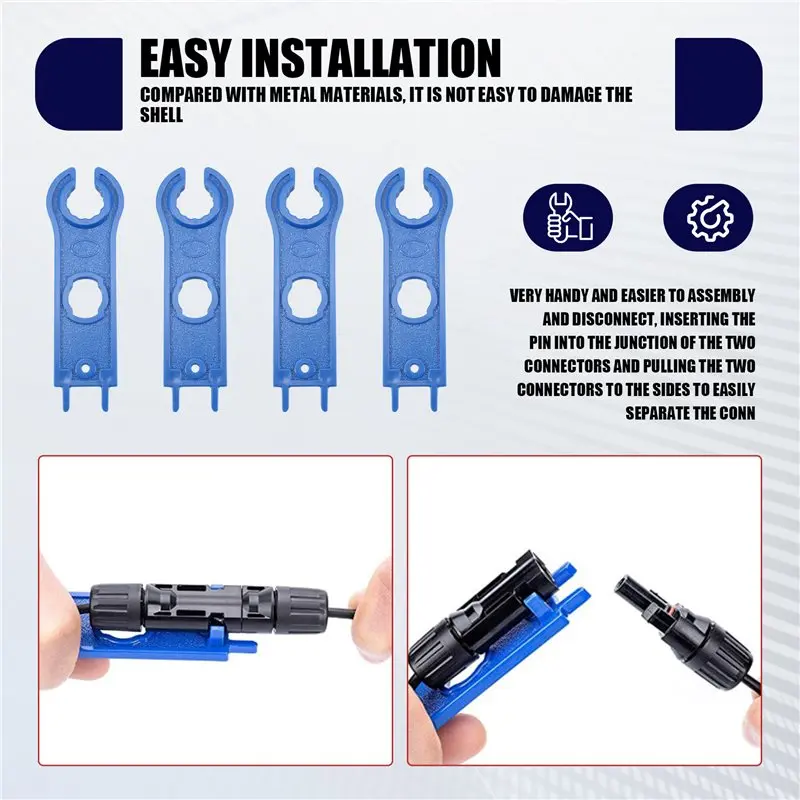 [NEWA08R】 4PCS Solar Connector Tool Wrenches, Solar Panel Connector Assembly Tool For Connectors, Plastic Solar Wrench Spann
