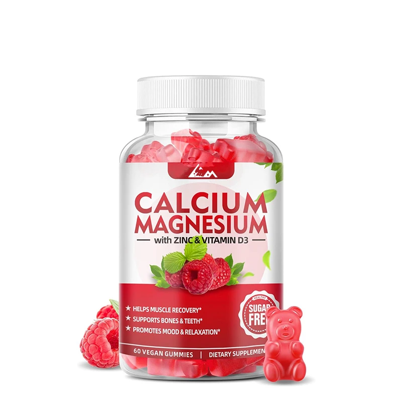 Glycine magnesium gummies - sugar free chelated magnesium calcium supplements containing vitamins D3 and B6