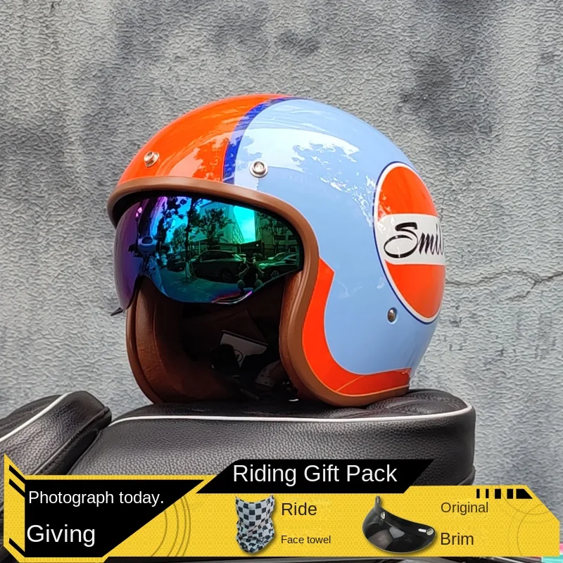 Vantage Retro 3/4 Open Face Motorcycle Helmet - Dot Approved