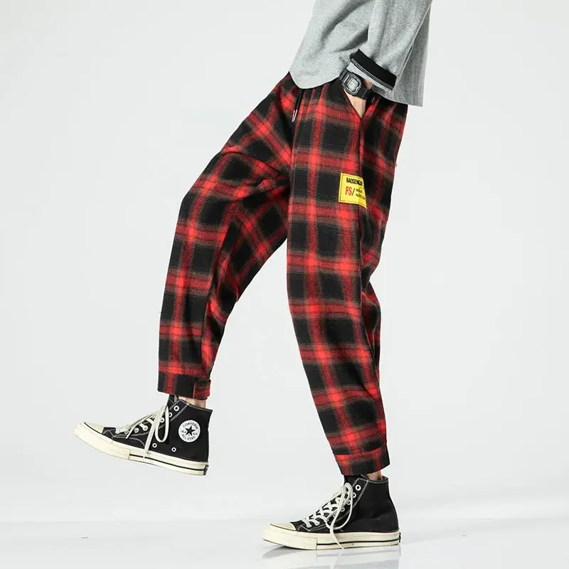 New Men's Woman‘s Joggers Plaid Pants Black Fashion Men 2023 Jogging Sweatpants Casual Streetwear Loose Trouser S-5XL